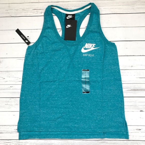 Blue cotton activewear Loose tank top - Picture 2 of 5